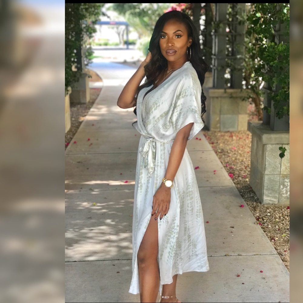 Summer white and sage dress
